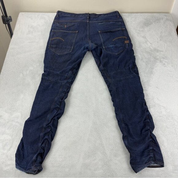 Vintage G-Star Men's Sz 40x31 Staq 3D Tapered Dark Indigo Denim Jeans Button Fly - Picture 5 of 13